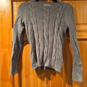 Philosophy Light Gray Cable Knit Crew Neck Sweater